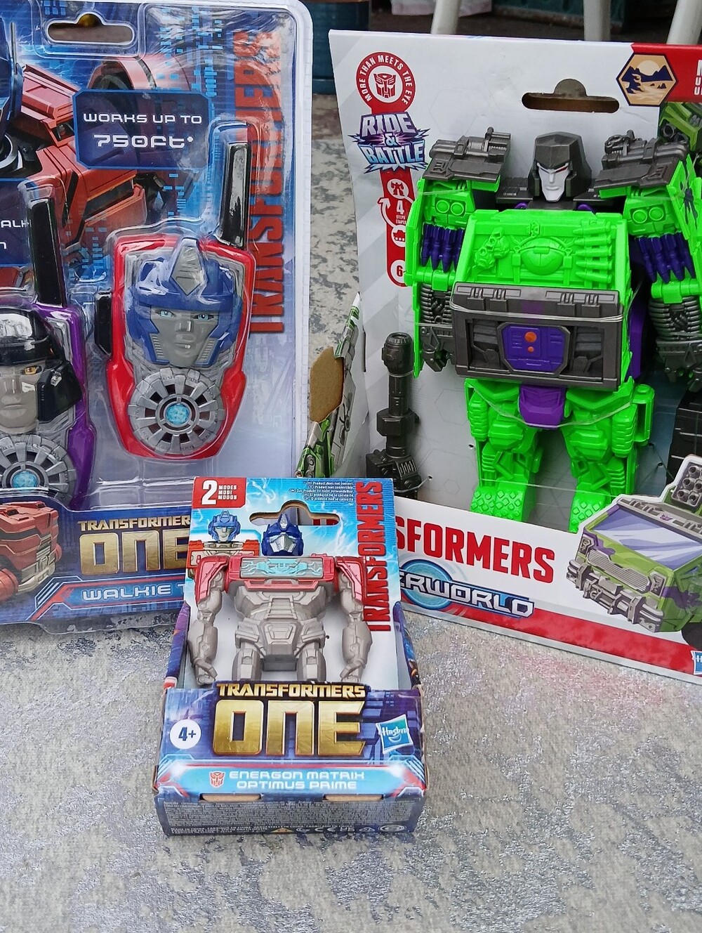 Three PieceTransformers Collection Action Figures And Walkie Talkies